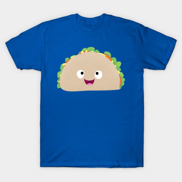 Cute happy smiling taco cartoon illustration T-Shirt by FrogFactory